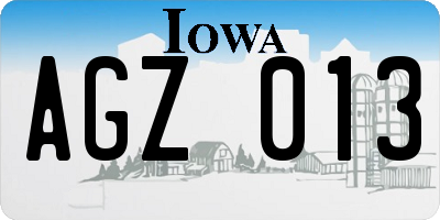 IA license plate AGZ013