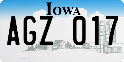 IA license plate AGZ017