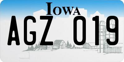 IA license plate AGZ019