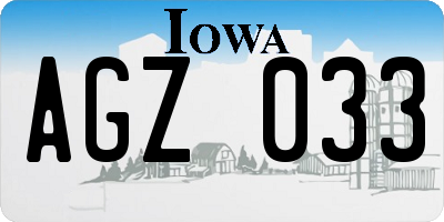 IA license plate AGZ033