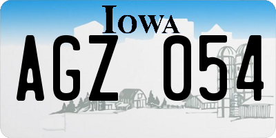 IA license plate AGZ054