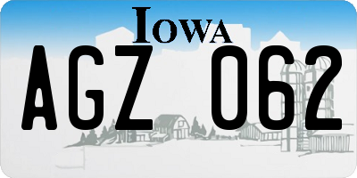 IA license plate AGZ062