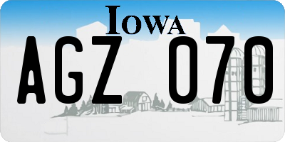IA license plate AGZ070
