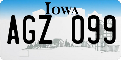 IA license plate AGZ099