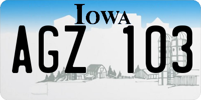IA license plate AGZ103