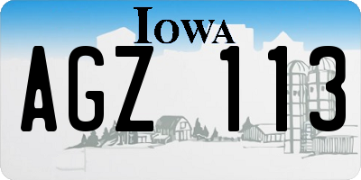IA license plate AGZ113