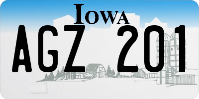 IA license plate AGZ201