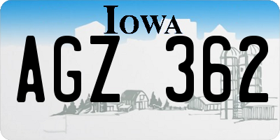 IA license plate AGZ362