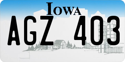IA license plate AGZ403