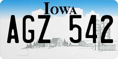 IA license plate AGZ542