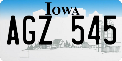 IA license plate AGZ545
