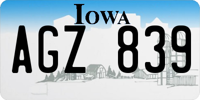 IA license plate AGZ839