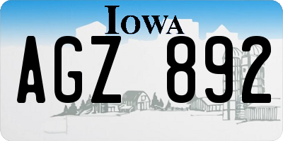 IA license plate AGZ892