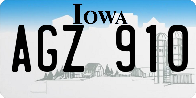 IA license plate AGZ910