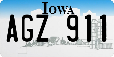 IA license plate AGZ911