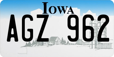 IA license plate AGZ962