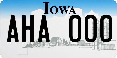 IA license plate AHA000