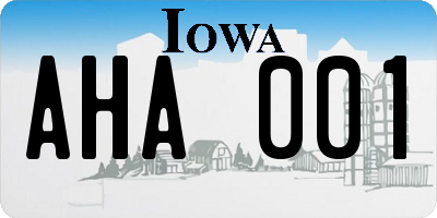 IA license plate AHA001