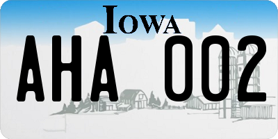 IA license plate AHA002