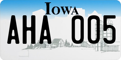 IA license plate AHA005