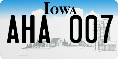 IA license plate AHA007
