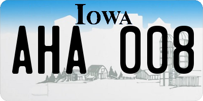 IA license plate AHA008