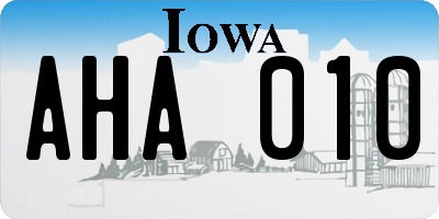 IA license plate AHA010