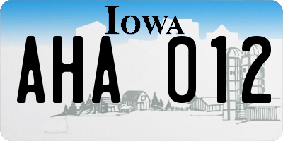 IA license plate AHA012