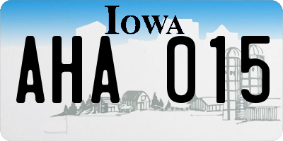 IA license plate AHA015