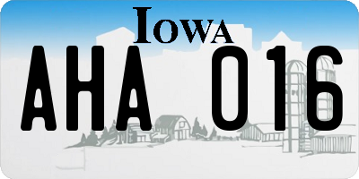 IA license plate AHA016