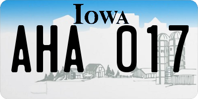 IA license plate AHA017