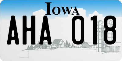 IA license plate AHA018