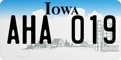IA license plate AHA019
