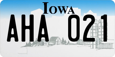 IA license plate AHA021