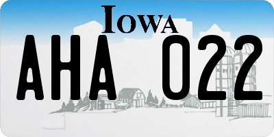 IA license plate AHA022