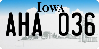 IA license plate AHA036