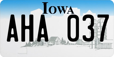 IA license plate AHA037