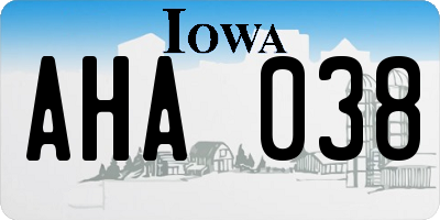 IA license plate AHA038
