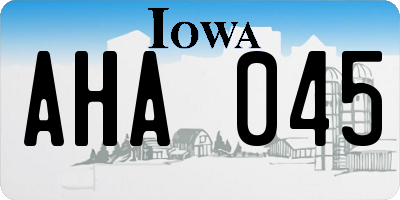 IA license plate AHA045