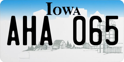 IA license plate AHA065
