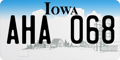 IA license plate AHA068