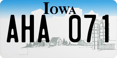 IA license plate AHA071