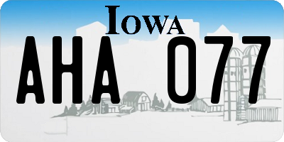 IA license plate AHA077