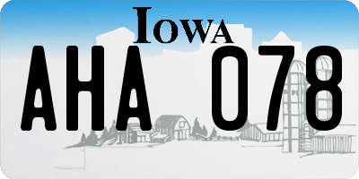 IA license plate AHA078