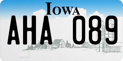 IA license plate AHA089
