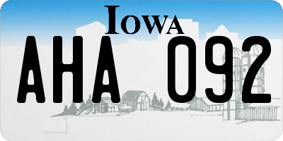 IA license plate AHA092