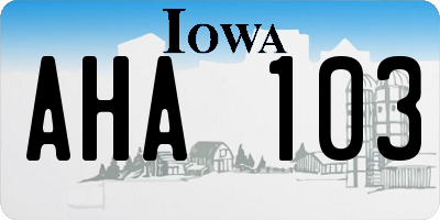 IA license plate AHA103