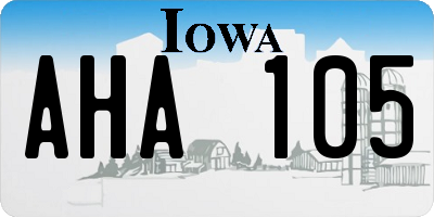 IA license plate AHA105