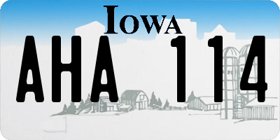 IA license plate AHA114