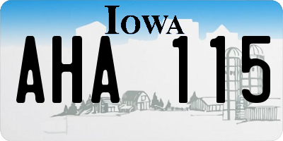 IA license plate AHA115